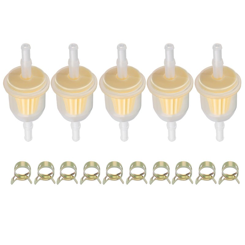 Butom AM116304 Fuel Filter for John Deere GY20709 for Kohler 25 050 22-s for Gravely 21541500 for 1/4" and 5/16" Fuel Line Replaces 71-5960 Pack of 5 with 10 Clamps - Image 1
